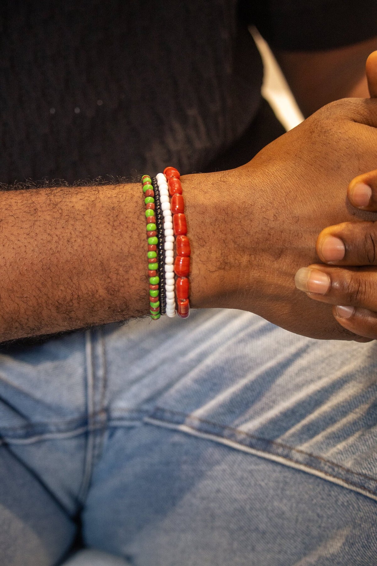 Genuine coral bracelet stack, Odùduwà Ancestral collection