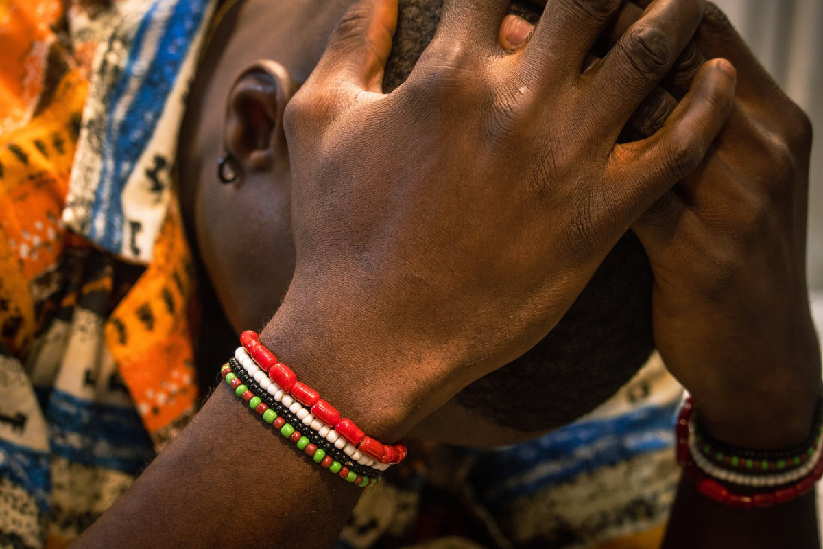 Genuine coral bracelet stack, Odùduwà Ancestral collection