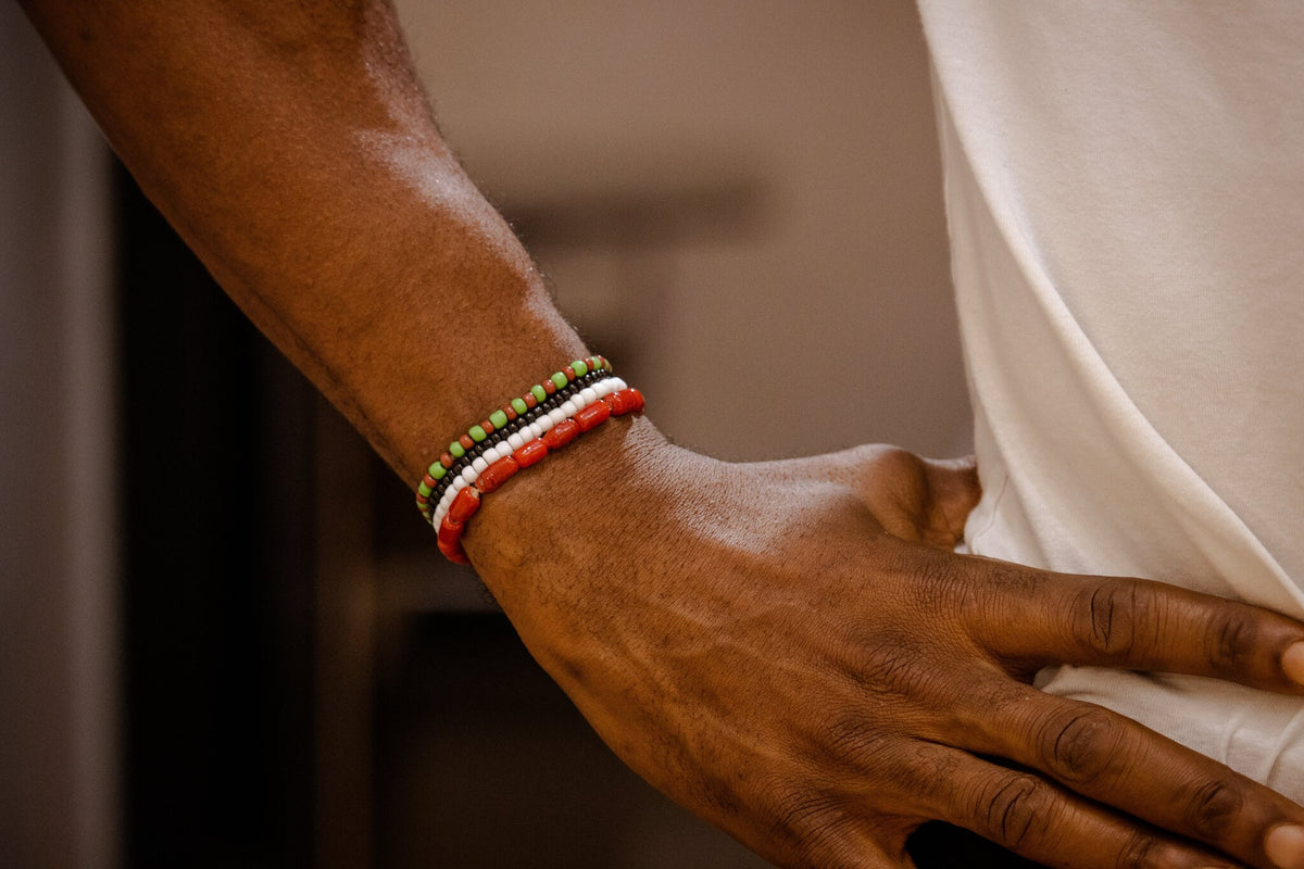 Genuine coral bracelet stack, Odùduwà Ancestral collection